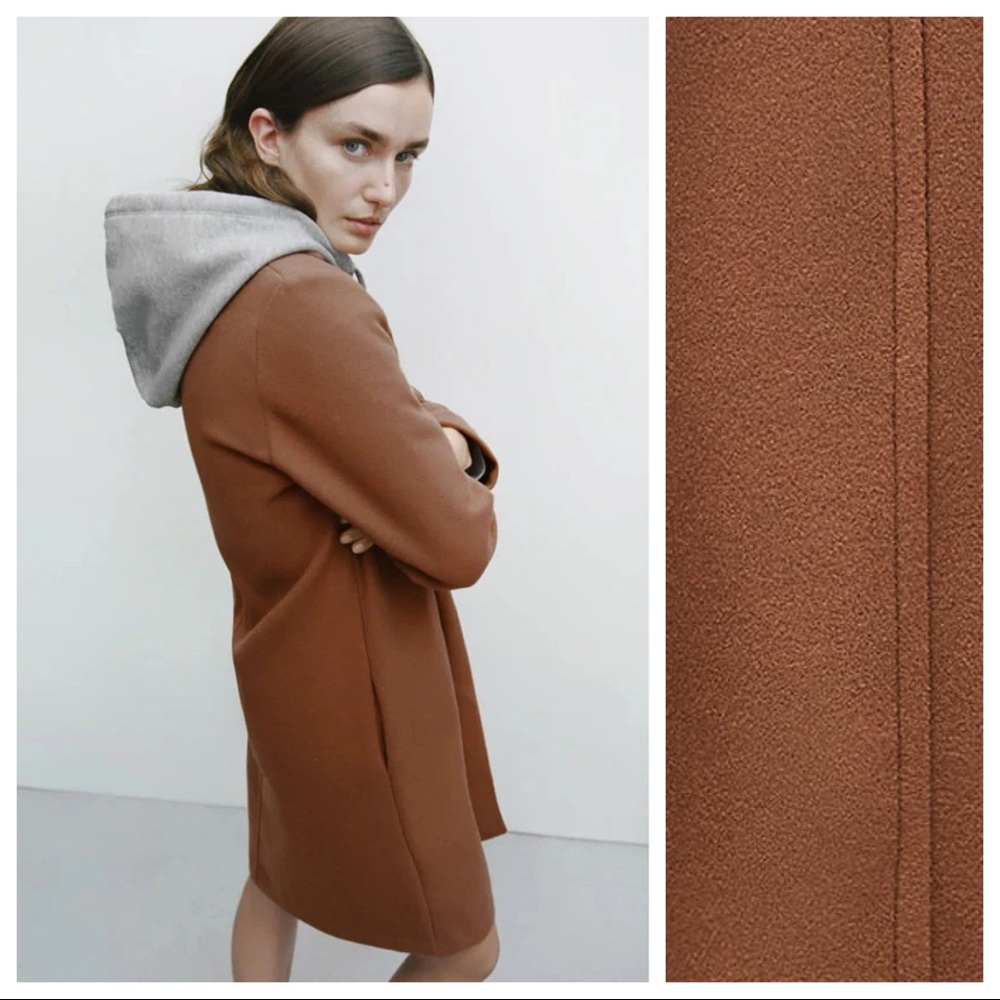NWT. Zara Brown Open Front Coat. Size S. - Picture 3 of 8